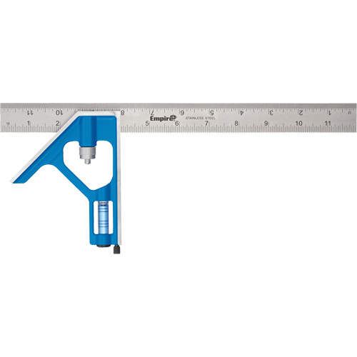 True Blue&reg; Combination Square, 12" L, 1/16" Graduations, Steel, Plain WestPier