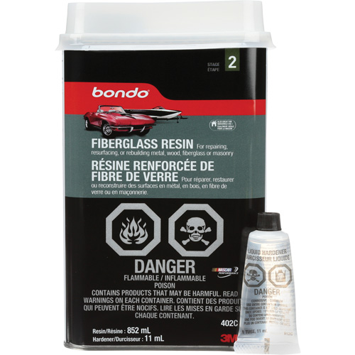 R&eacute;sine de fibre de verre Bondo, Deux composants, 852 ml, Bouteille, Blanc cass&eacute; WestPier