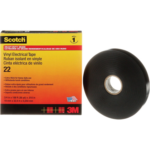 Scotch&reg; Vinyl Electrical Tape, 19 mm (3/4") x 33 m (108'), Black, 10 mils WestPier