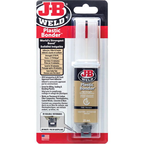 Plastic Bonder Adhesive, 25 ml, Syringe, Two-Part, Tan WestPier