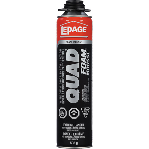 Quad&reg; Foam Window & Door Installation Foam, Aerosol Can, Tan WestPier