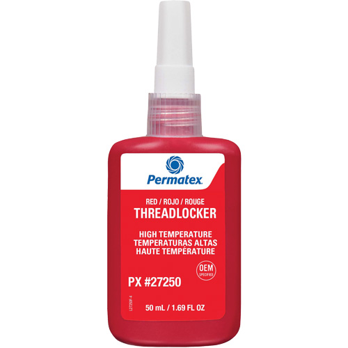 Adh&eacute;sif frein-filet pour temp&eacute;ratures &eacute;lev&eacute;es, Rouge, &eacute;lev&eacute;, 50 ml, Bouteille WestPier