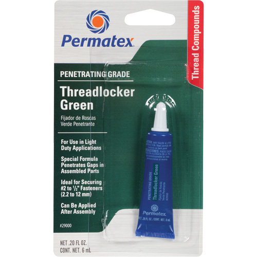 Penetrating Grade Threadlocker, Green, Medium, 6 ml, Tube WestPier