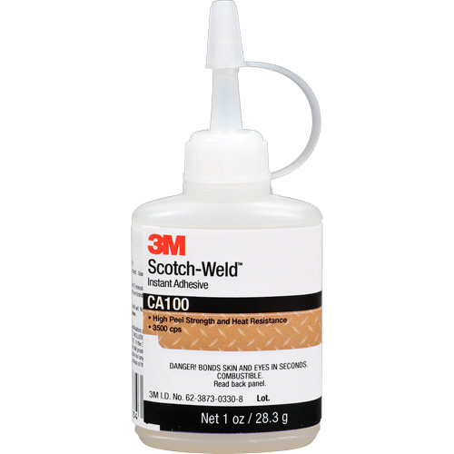 Adh&eacute;sif instantan&eacute; CA100 Scotch-Weld, Blanc cass&eacute;, Bouteille, 1 oz WestPier