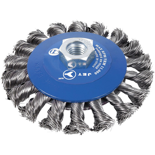 Knot Twisted Conical Bevel Brush, 5" Dia., 0.02" Fill, 5/8"-11NC Arbor WestPier