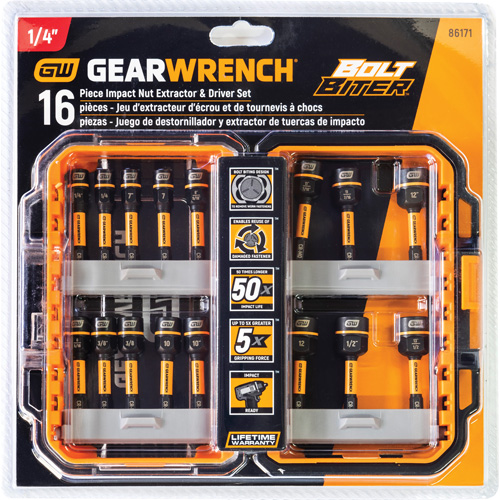 Bolt Biter Nut Extractor & Driver Set, 16 Pcs., Non Magnetic, Metric & Imperial WestPier