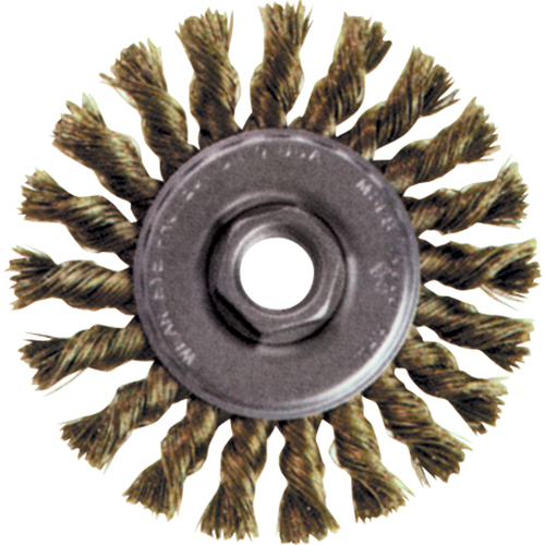 Brosse rotative &agrave; fils nou&eacute;s pour petites meuleuses haute vitesse, Dia. 5", Fils 0,02", Arbre 5/8"-11, Acier WestPier