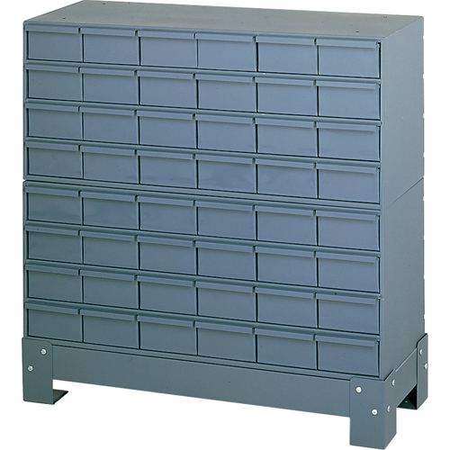 Industrial Drawer Cabinet With Base, 48 Drawers, 34-1/8" W x 12-1/4" D x 33-3/4" H, Grey WestPier
