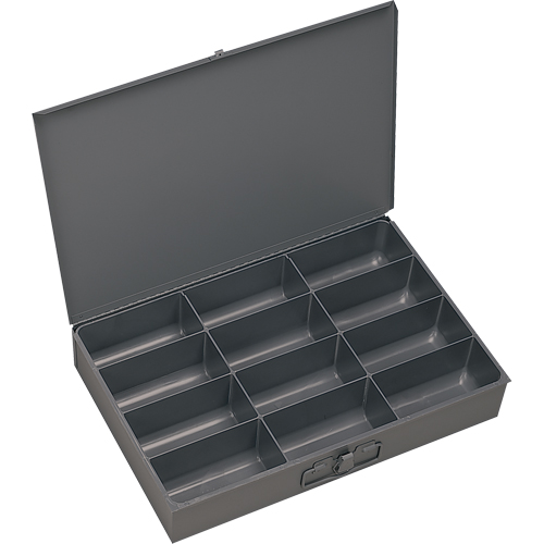 Compartment Scoop Boxes, Steel, 12 Slots, 18" W x 12" D x 3" H, Grey WestPier