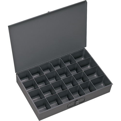 Compartment Scoop Boxes, Steel, 24 Slots, 13-3/8" W x 9-1/4" D x 2" H, Grey WestPier