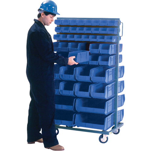 Support mobile deux c&ocirc;t&eacute;s pour bacs, &agrave; deux c&ocirc;t&eacute;s, 96 bacs, 36" la x 24" p x 63" h WestPier