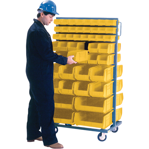Support mobile deux c&ocirc;t&eacute;s pour bacs, &agrave; deux c&ocirc;t&eacute;s, 96 bacs, 36" la x 24" p x 63" h WestPier