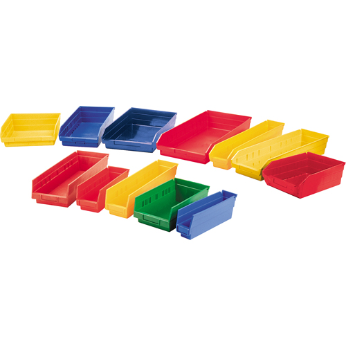 Bacs de rangement pour tablettes, 11-1/8" la x 4" H x 11-5/8" p, Jaune, Capacit&eacute; 30 lb WestPier