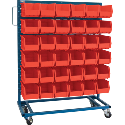 Single-Sided Mobile Bin Rack, Single-sided, 36 bins, 36" W x 16" D x 46-1/2" H WestPier
