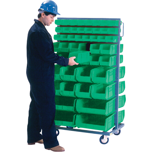 Support mobile deux c&ocirc;t&eacute;s pour bacs, &agrave; deux c&ocirc;t&eacute;s, 96 bacs, 36" la x 24" p x 63" h WestPier
