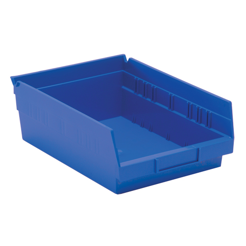 Shelf Bins, 8-3/8" W x 4" H x 11-5/8" D, Blue, 30 lbs. Capacity WestPier