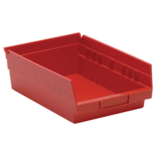 Bacs de rangement pour tablettes, 8-3/8" la x 4" H x 11-5/8" p, Rouge, Capacit&eacute; 30 lb WestPier