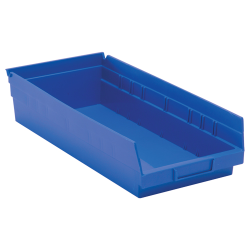 Bacs de rangement pour tablettes, 8-3/8" la x 4" H x 17-7/8" p, Bleu, Capacit&eacute; 40 lb WestPier
