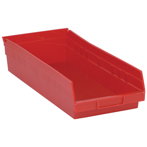 Bacs de rangement pour tablettes, 8-3/8" la x 4" H x 17-7/8" p, Rouge, Capacit&eacute; 40 lb WestPier