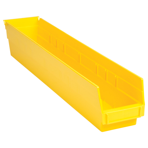 Bacs de rangement pour tablettes, 4-1/8" la x 4" H x 23-5/8" p, Jaune, Capacit&eacute; 50 lb WestPier
