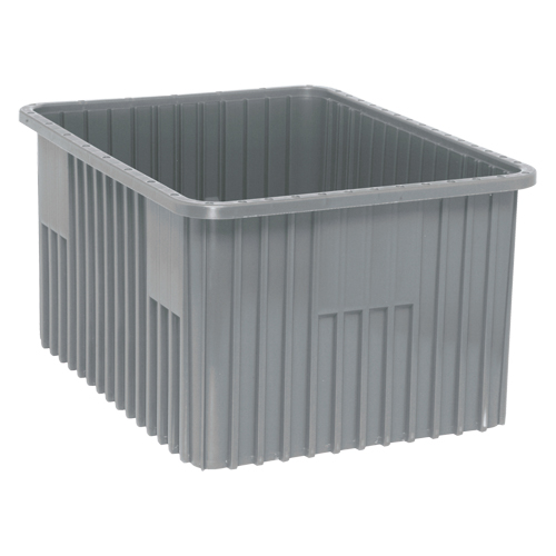 Contenants Divider Box, Plastique, 22,5" la x 17,5" p x 12" h, Gris WestPier
