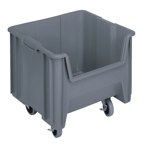Bac g&eacute;ant mobile empilable, 12-1/2" ha x 16-1/2" la x 17-1/2" p, Capacit&eacute; de 250 lb, Gris WestPier