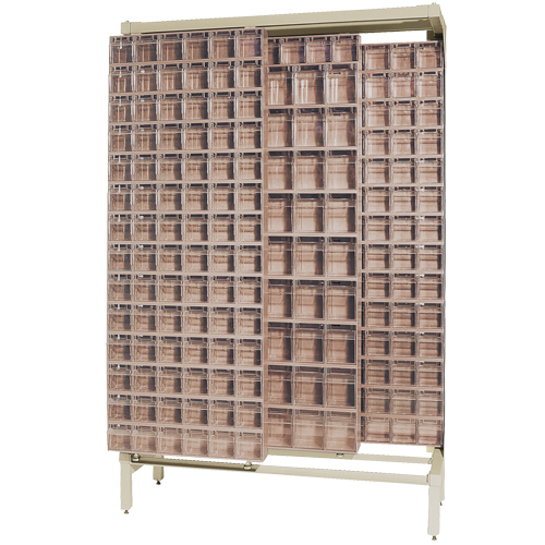 Syst&egrave;me de stockage &agrave; glissi&egrave;re &agrave; bacs basculants autonome, 48" la x 18" p x 77" h, 303 tiroirs WestPier