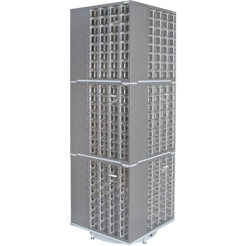 Heavy-Duty Industrial Carousel Drawer Cabinet, Steel, 384 Drawers, 27" W x 27" D x 80" H, Grey WestPier