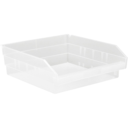 Bacs de rangement pour tablettes, 11-1/8" la x 4" H x 11-5/8" p, Transparent, Capacit&eacute; 30 lb WestPier