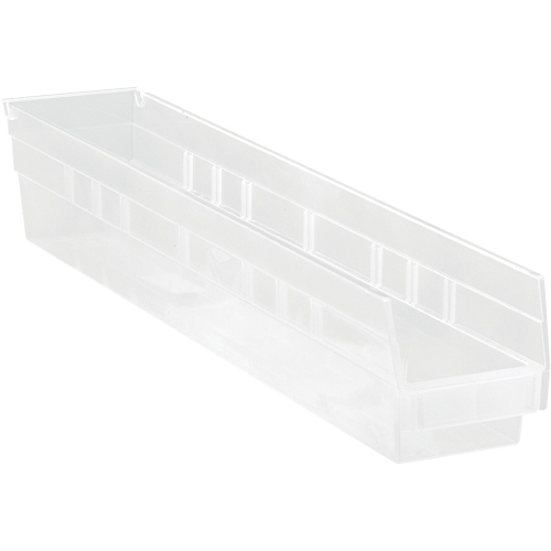 Bacs de rangement pour tablettes, 4-1/8" la x 4" H x 23-5/8" p, Transparent, Capacit&eacute; 50 lb WestPier