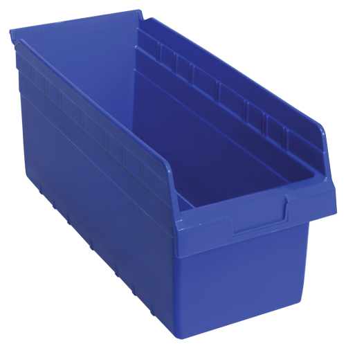 Store-Max Shelf Bins, 8-3/8" W x 8" H x 17-7/8" D, Blue, 56 lbs. Capacity WestPier