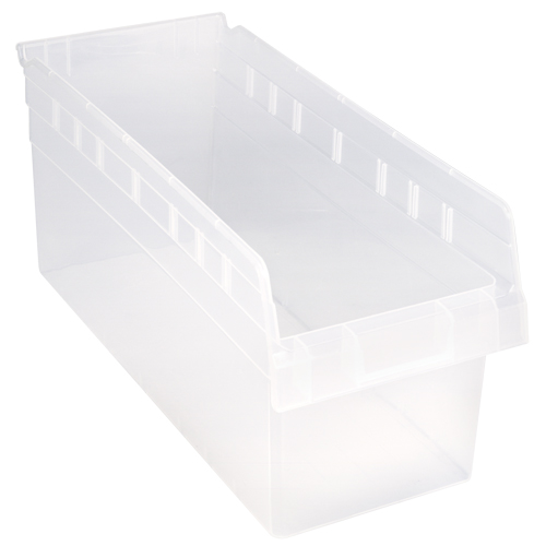 Store-Max Shelf Bins, 8-3/8" W x 8" H x 17-7/8" D, Clear, 56 lbs. Capacity WestPier