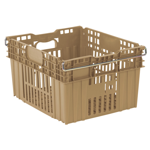 Agricultural Plastic Stack-N-Nest Container, 20" x 24" x 13.4", Beige WestPier
