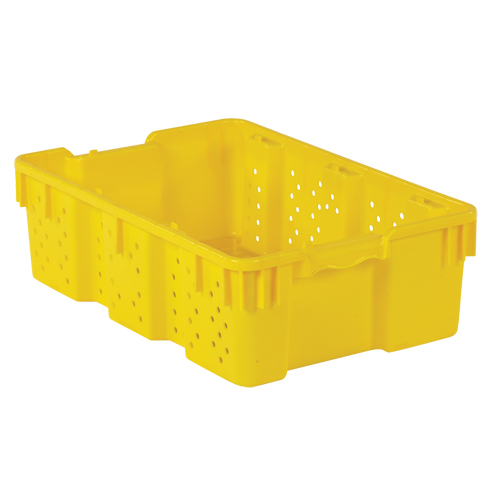 Agricultural Plastic Stack-N-Nest Container, 16" x 23.9" x 7.3", Yellow WestPier