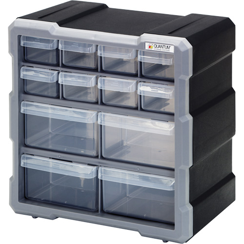 Armoire &agrave; tiroir, Plastique, 12 tiroirs, 10-1/2" x 6-1/4" x 10-1/4", Noir WestPier