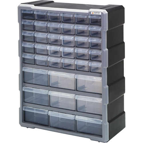 Armoire &agrave; tiroir, Plastique, 39 tiroirs, 15" x 6-1/4" x 18-3/4", Noir WestPier