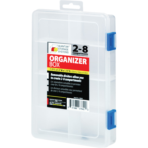 Boîte &agrave; compartiments en plastique, 5,5" la x 7,75" p x 1,75" h, 8 compartiments WestPier
