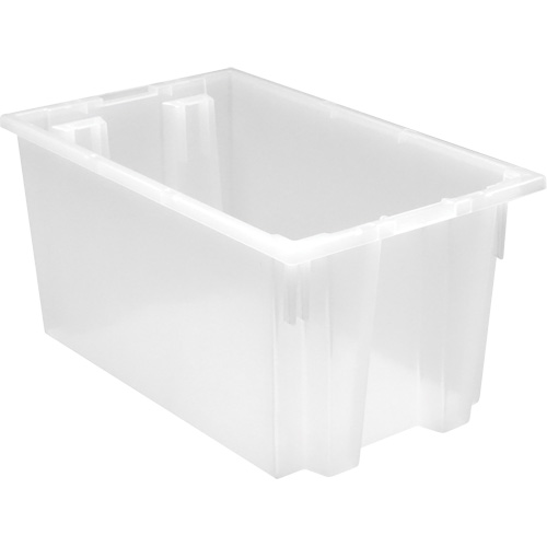 Heavy-Duty Stack & Nest Tote, 12" x 19.5" x 23.5", Clear WestPier