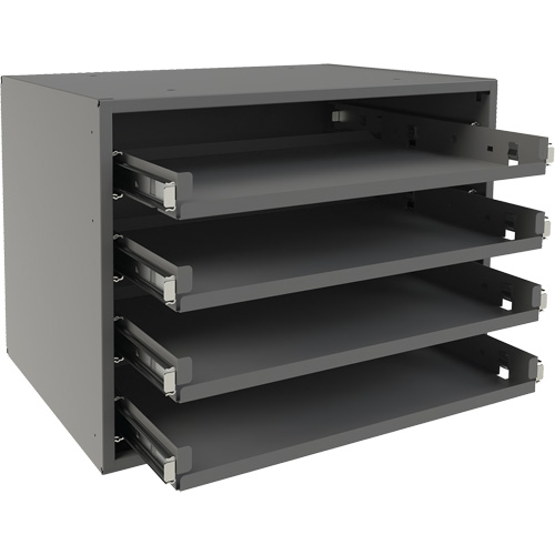 Support &agrave; petit roulement, Acier, 4 compartiments, 15-9/16" la x 11-7/8" p, 11-5/16" h, Gris WestPier