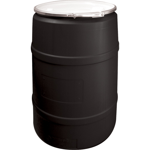 Polyethylene Drums, 55 US gal (45 imp. gal.), Open Top, Black WestPier