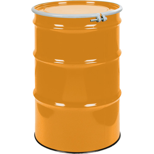 Steel Drums, 55 US gal (45 imp. gal.), Unlined, Orange, Open Top, UN1A2/Y1.5/150, 16 Gauge WestPier