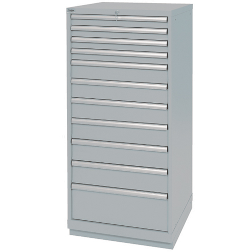 Drawer Cabinets, 11 Drawers, 28-1/4" W x 28-1/2" D x 59-1/2" H, Grey WestPier