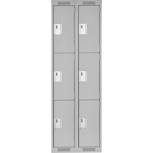 Clean Line Lockers, 3 -tier, Bank of 2, 24" x 18" x 72", Steel, Grey, Rivet (Assembled) WestPier