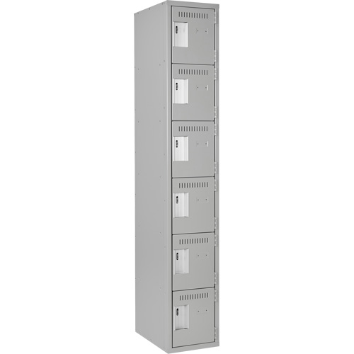 Petits casiers Clean Line, 6 niveaux, 12" x 18" x 72", Acier, Gris, Rivet (assembl&eacute;) WestPier