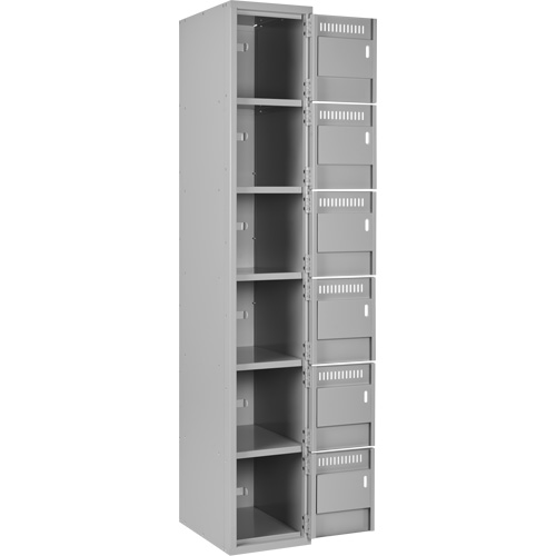 Clean Line Lockerettes, 6 -tier, Bank of 4, 48" x 18" x 72", Steel, Grey, Rivet (Assembled) WestPier