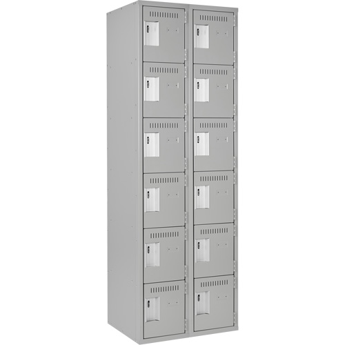 Clean Line Lockerettes, 6 -tier, Bank of 2, 24" x 18" x 72", Steel, Grey, Rivet (Assembled) WestPier