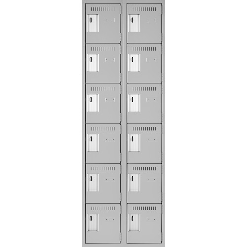 Clean Line Lockerettes, 6 -tier, Bank of 2, 24" x 18" x 72", Steel, Grey, Rivet (Assembled) WestPier