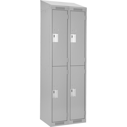 Clean Line Lockers, 2 -tier, Bank of 2, 24" x 18" x 78", Steel, Grey, Rivet (Assembled) WestPier