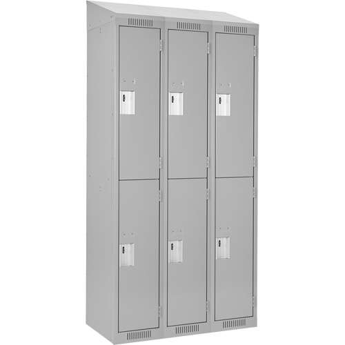 Casiers Clean Line, 2 niveaux, Bloc de 3, 36" x 18" x 78", Acier, Gris, Rivet (assembl&eacute;) WestPier