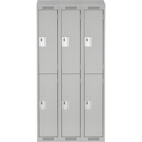 Casiers Clean Line, 2 niveaux, Bloc de 3, 36" x 18" x 78", Acier, Gris, Rivet (assembl&eacute;) WestPier